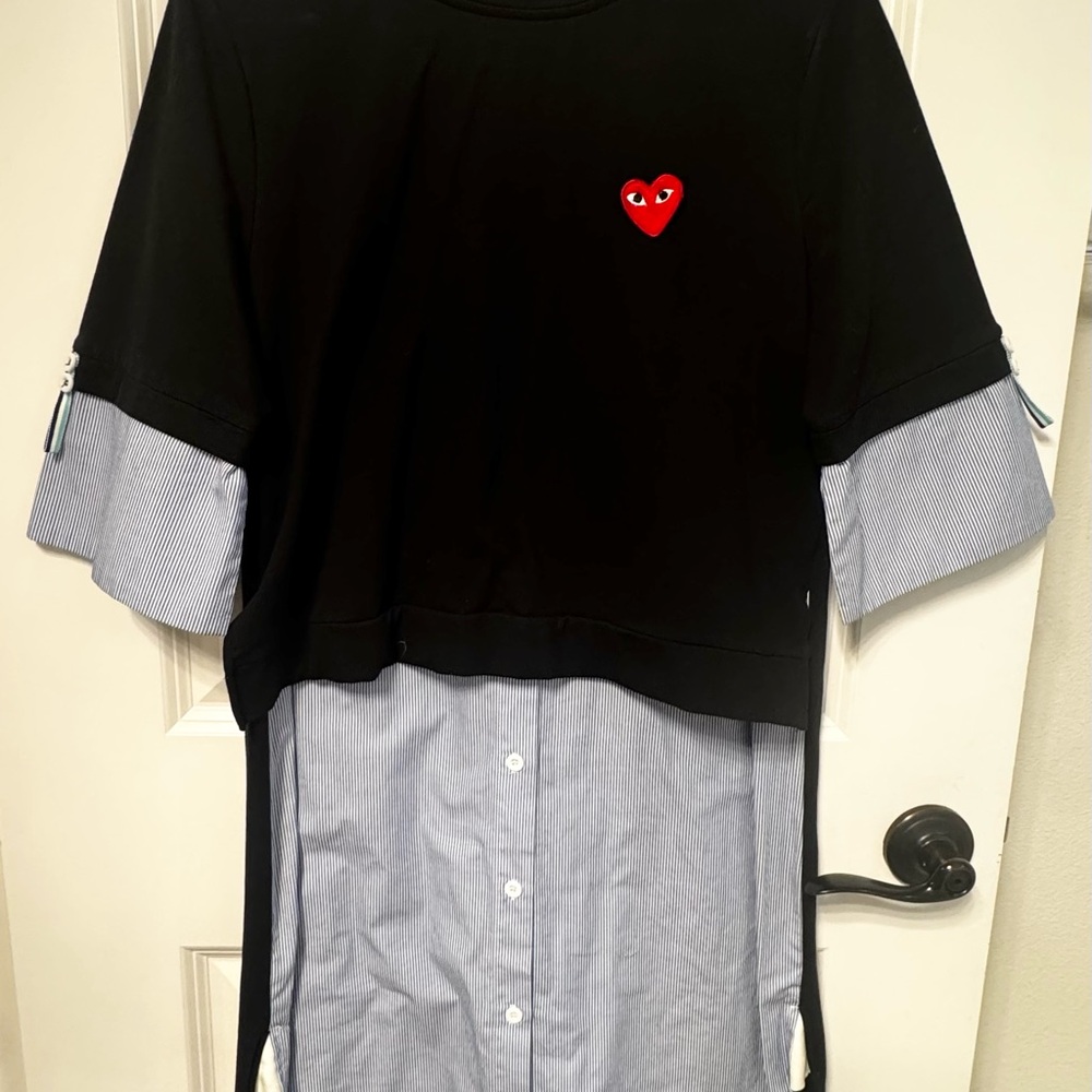 Black and Blue Kids Shirt with Heart Patch
